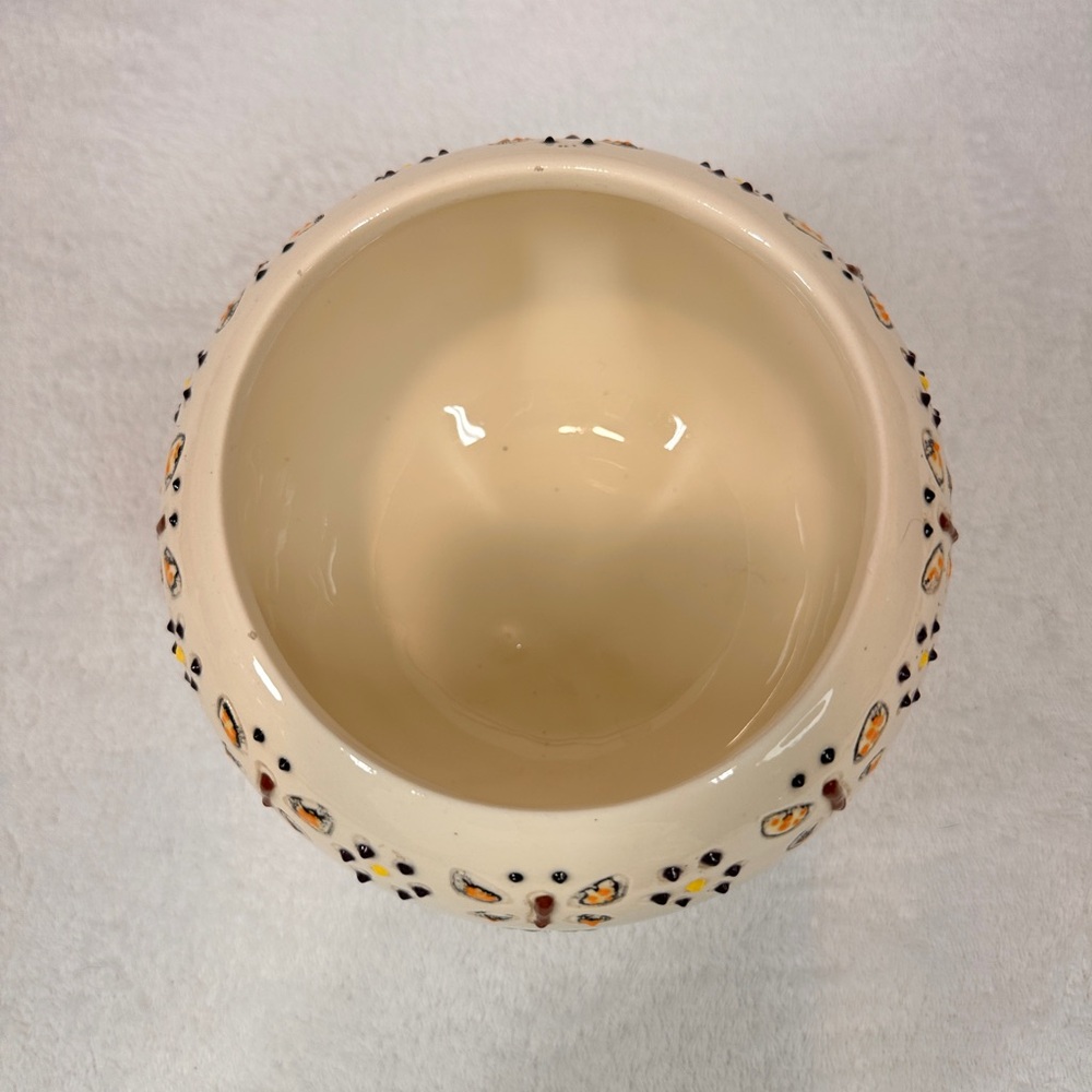 Aboriginal Dot Studio Art Pottery Frog Heart Eyes Butterfly Floral Pot Lily Pads - Picture 9 of 16